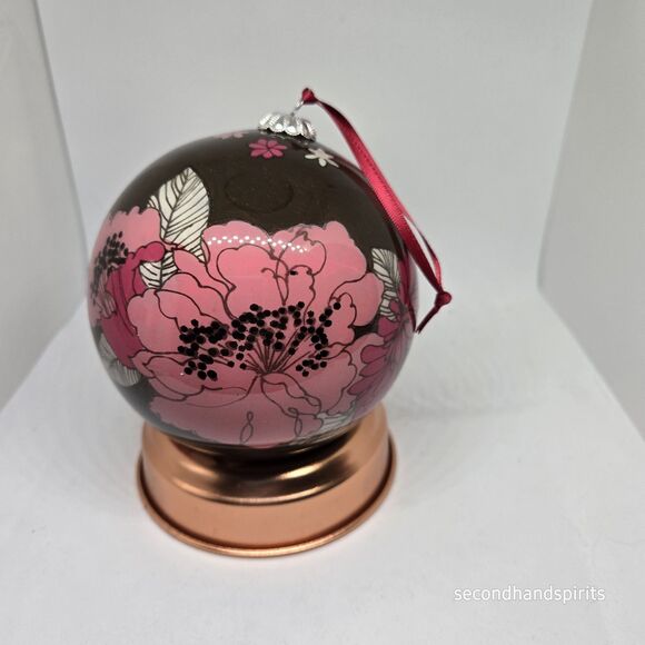 Vera Bradley 2011 Mocha Rouge Glass Ball Ornament Christmas W Box - Picture 6 of 7